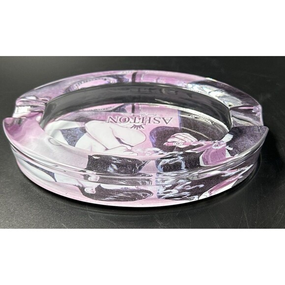 Vintage Ashton Trust Your Taste Clear Oval Crystal Glass Ashtray Thick Glass - Picture 5 of 7